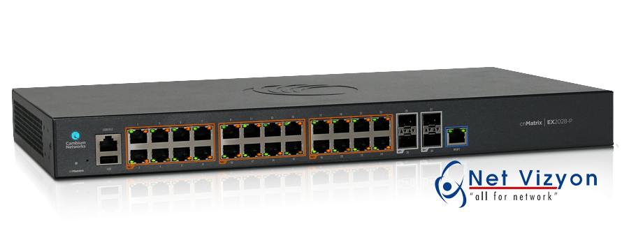 Cambium Networks cnMatrix EX2028-P Ethernet PoE+ Switch 4 SFP+ Fiber Ports