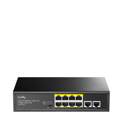 8-Port 10/100M PoE+ Switch with 2 Uplink Ports, Model: FS1010PG - FS1010P