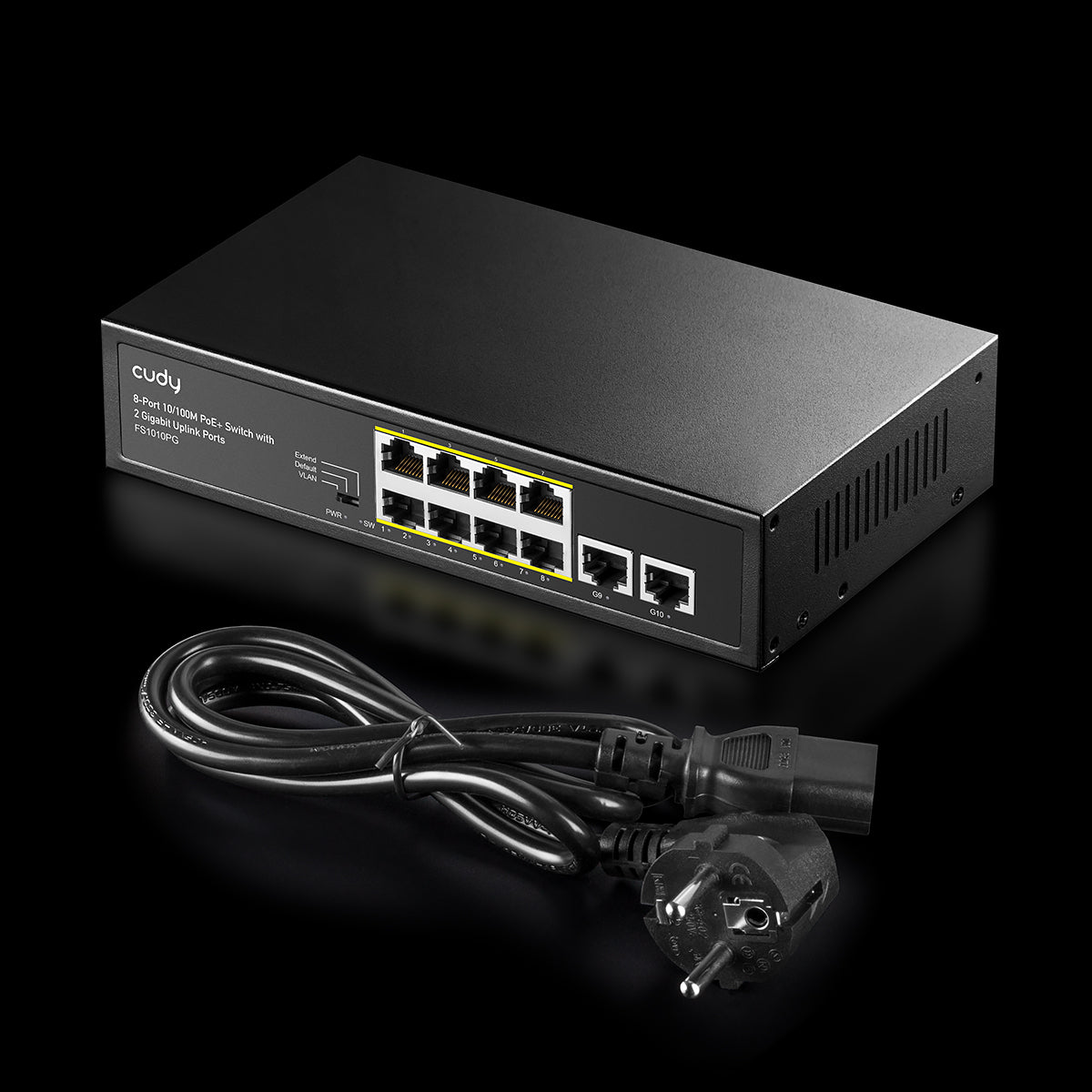 8-Port 10/100M PoE+ Switch with 2 Uplink Ports, Model: FS1010PG - FS1010P