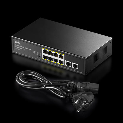 8-Port 10/100M PoE+ Switch with 2 Uplink Ports, Model: FS1010PG - FS1010P