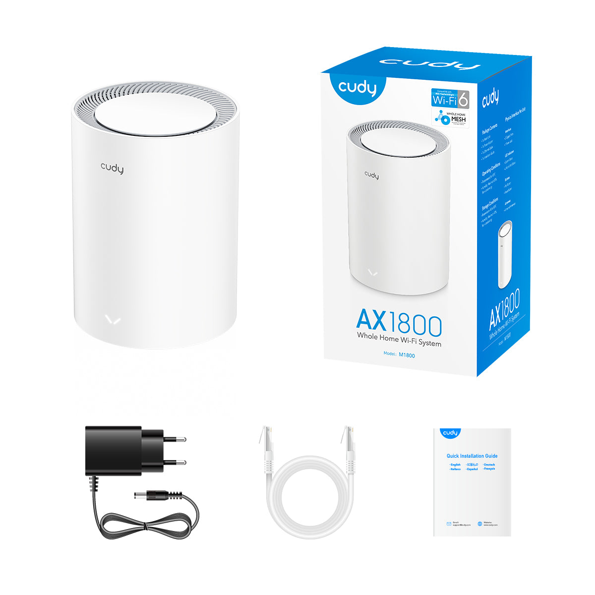 AX1800 Whole Home Mesh WiFi System, Model: M1800 1-Pack - M1800-2