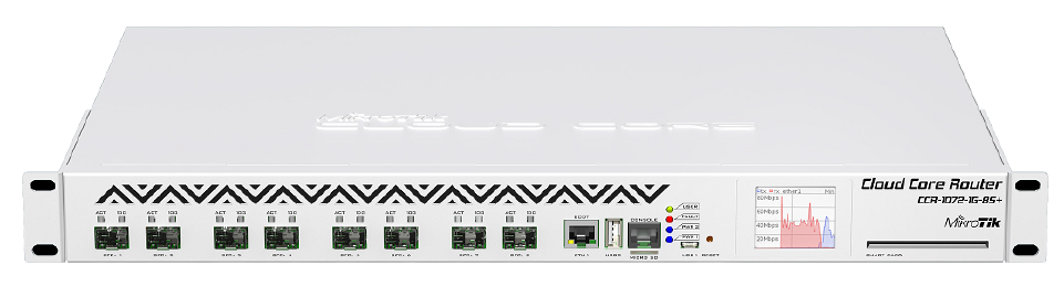 EOL - Cloud Core Router 1072-1G-8S+ 16 GB RAM, 1x Gbit LAN, 8xSFP+ 10 Gbit , LCD Firewall / Router - CCR1072-1G-8S-PLUS